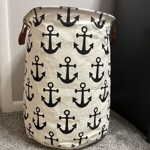Anchor Print Canvas Storage Bin or Hamper